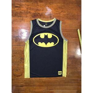 Batman Basketball Jersey Black Yellow Large Logo #1 Back